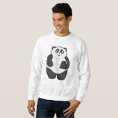 Panda mit Mobiltelefon Sweatshirt (Vorne ganz)