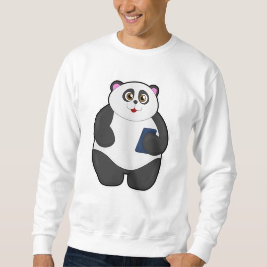 Panda mit Mobiltelefon Sweatshirt (Vorderseite)