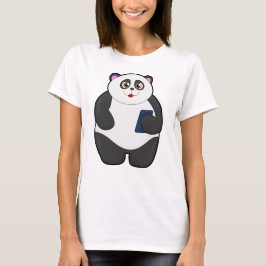 Panda mit Mobiltelefon T-Shirt (Vorderseite)