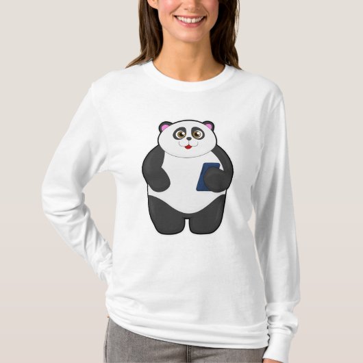 Panda mit Mobiltelefon T-Shirt (Vorderseite)