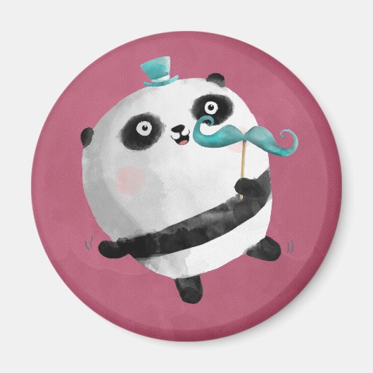 Panda mit Mustaches Magnet (Vorne)