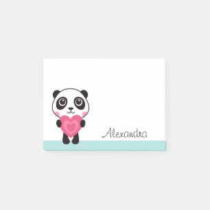 Panda mit personalisiertem Namen des Herzens Post-it Klebezettel