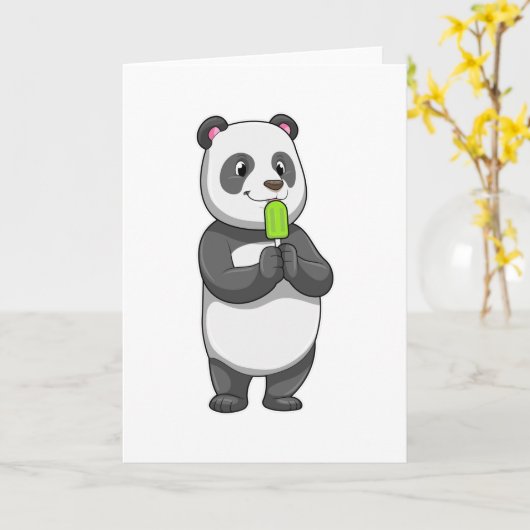 Panda mit Popsikel Karte (Gelbe Blume)