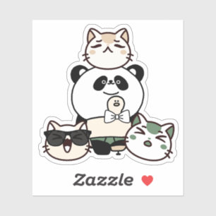 Panda mit Prothesenbein und Katzengruppe Aufkleber
