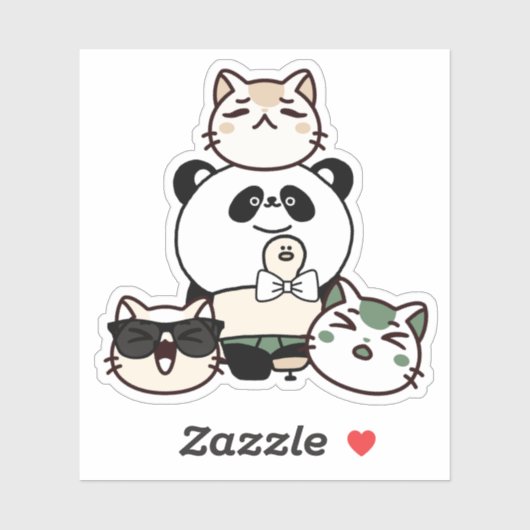 Panda mit Prothesenbein und Katzengruppe Aufkleber (Blatt)