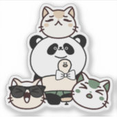 Panda mit Prothesenbein und Katzengruppe Aufkleber (Vorderseite)