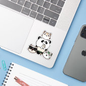 Panda mit Prothesenbein und Katzengruppe Aufkleber (Laptop mit iPhone)