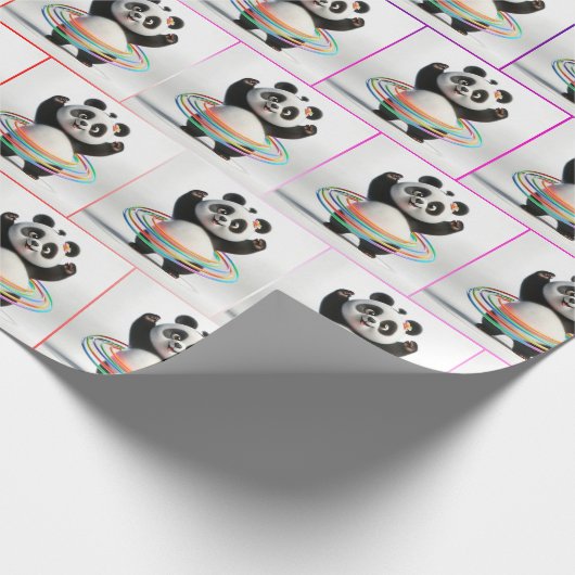 Panda mit Rainbow-Hula-Hoops Geschenkpapier (Ecke)