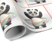 Panda mit Rainbow-Hula-Hoops Geschenkpapier (Rolleneckpunkt)