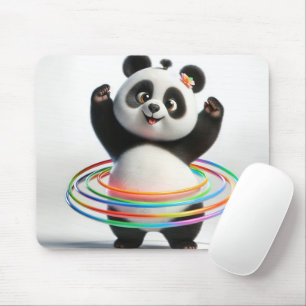 Panda mit Rainbow-Hula-Hoops Mousepad