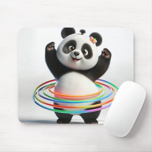 Panda mit Rainbow-Hula-Hoops Mousepad (Mit Mouse)