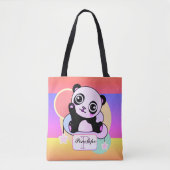 Panda mit Regenbogenpasten auf kleiner Wolke Tasche (Vorderseite)