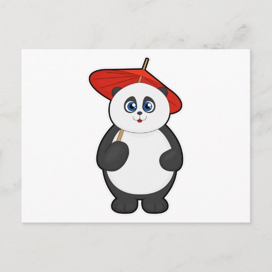 Panda mit Regenschirm Postkarte (Vorderseite)