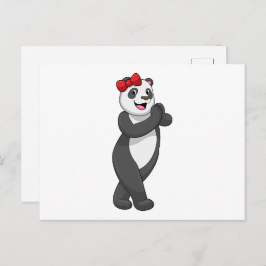 Panda mit Ribbon Postkarte (Vorne/Hinten)