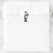 Panda mit Ribbon Quadratischer Aufkleber (Tasche)