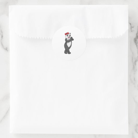 Panda mit Ribbon Runder Aufkleber (Tasche)