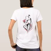 Panda mit Rosen-Linienkunst T-Shirt (Rückseite)