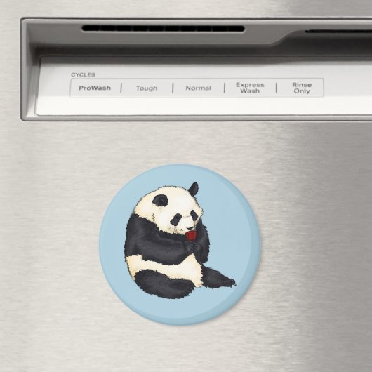 Panda mit roter Teetasse Magnet (In Situ (Geschirrspüler))