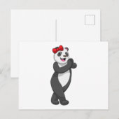 Panda mit Schleife Postkarte (Vorne/Hinten)