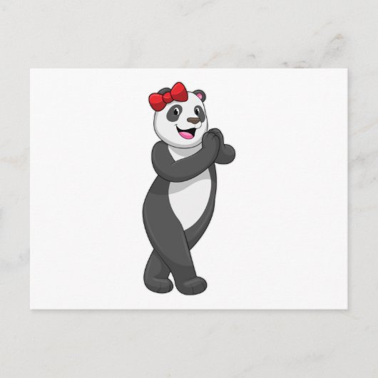 Panda mit Schleife Postkarte (Vorderseite)