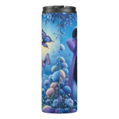 Panda mit Schmetterlingen in Blume Thermosbecher (Rückseite)