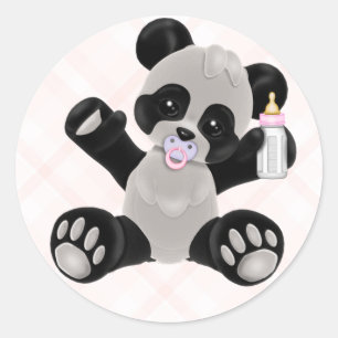 Panda mit Schnuller Pink Baby Girl Runder Aufkleber