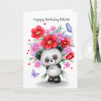 Panda mit schönen Blume, Happy Birthday MAMA Karte