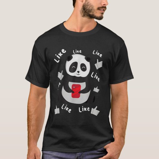 Panda mit Smartphone T-Shirt (Vorderseite)