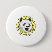 Panda mit Sonnenblume Button (Vorderseite)