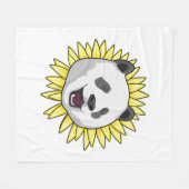 Panda mit Sonnenblume Fleecedecke (Vorderseite (Horizontal))