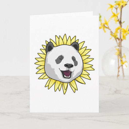 Panda mit Sonnenblume Karte (Gelbe Blume)