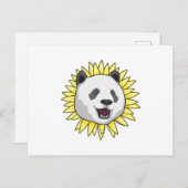 Panda mit Sonnenblume Postkarte (Vorne/Hinten)