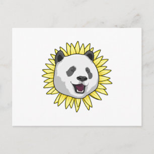 Panda mit Sonnenblume Postkarte