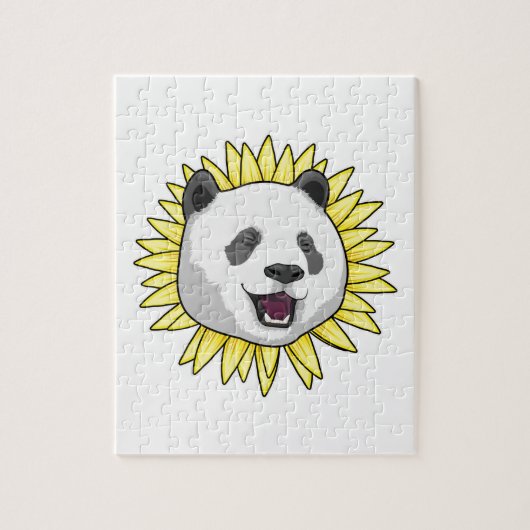 Panda mit Sonnenblume Puzzle (Vertikal)