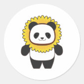 Panda mit Sonnenblume Runder Aufkleber (Vorderseite)