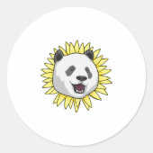 Panda mit Sonnenblume Runder Aufkleber (Vorderseite)