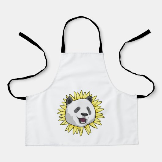 Panda mit Sonnenblume Schürze (Vorderseite)