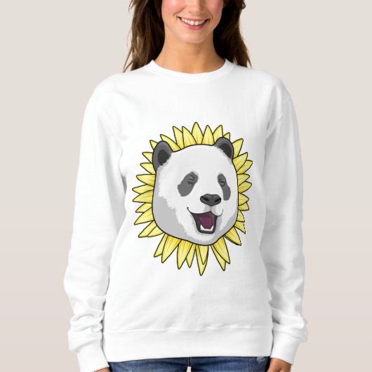 Panda mit Sonnenblume Sweatshirt (Vorderseite)