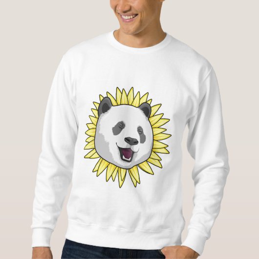 Panda mit Sonnenblume Sweatshirt (Vorderseite)