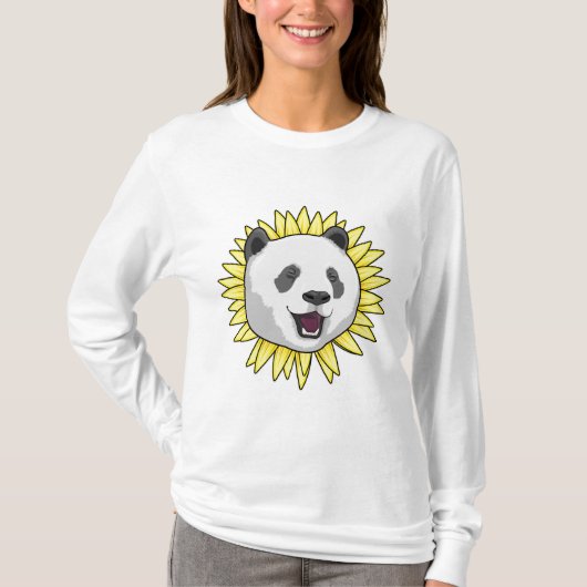 Panda mit Sonnenblume T-Shirt (Vorderseite)