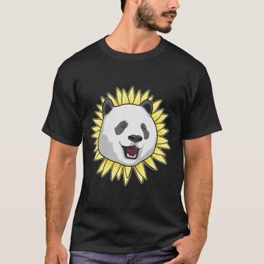 Panda mit Sonnenblume T-Shirt (Vorderseite)
