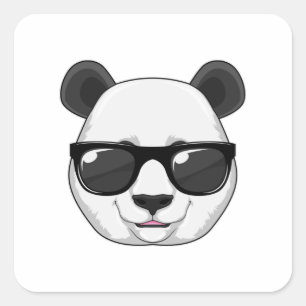 Panda mit Sonnenbrille Quadratischer Aufkleber