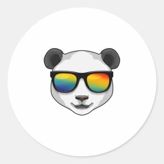 Panda mit Sonnenbrille Runder Aufkleber (Vorderseite)