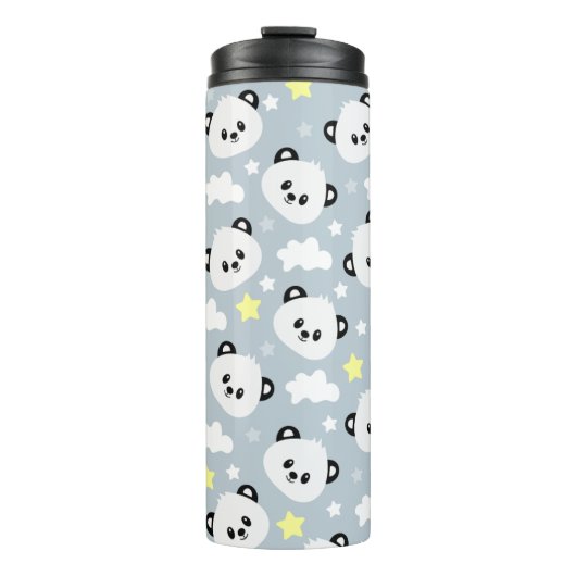 Panda mit Sternen und Wolken Thermosbecher (Vorderseite)