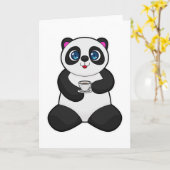 Panda mit Tasse Kaffee Karte (Gelbe Blume)