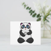 Panda mit Tasse Kaffee Postkarte (Stehend Vorderseite)