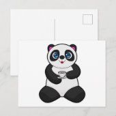 Panda mit Tasse Kaffee Postkarte (Vorne/Hinten)