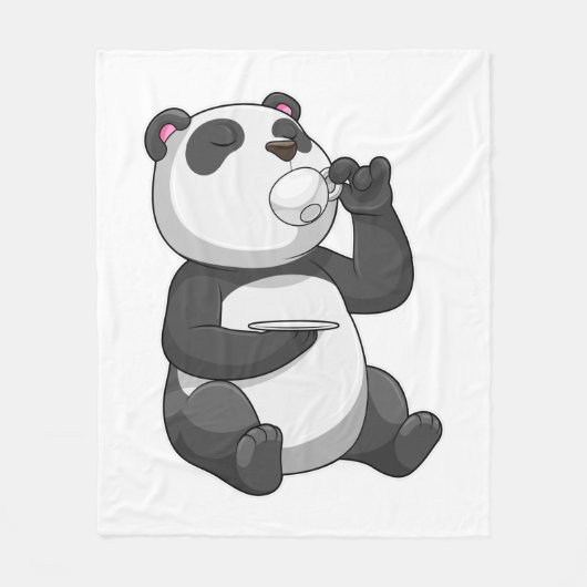 Panda mit Teecup Fleecedecke (Vorderseite)