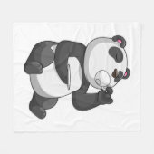 Panda mit Teecup Fleecedecke (Vorderseite (Horizontal))