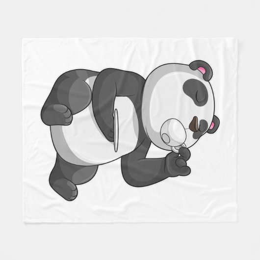 Panda mit Teecup Fleecedecke (Vorderseite (Horizontal))